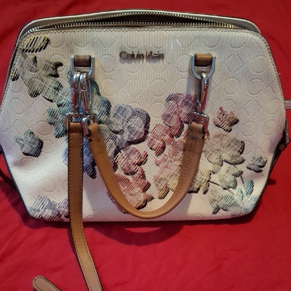 Calvin Klein Handbags - Calvin Klein White Floral Satchel